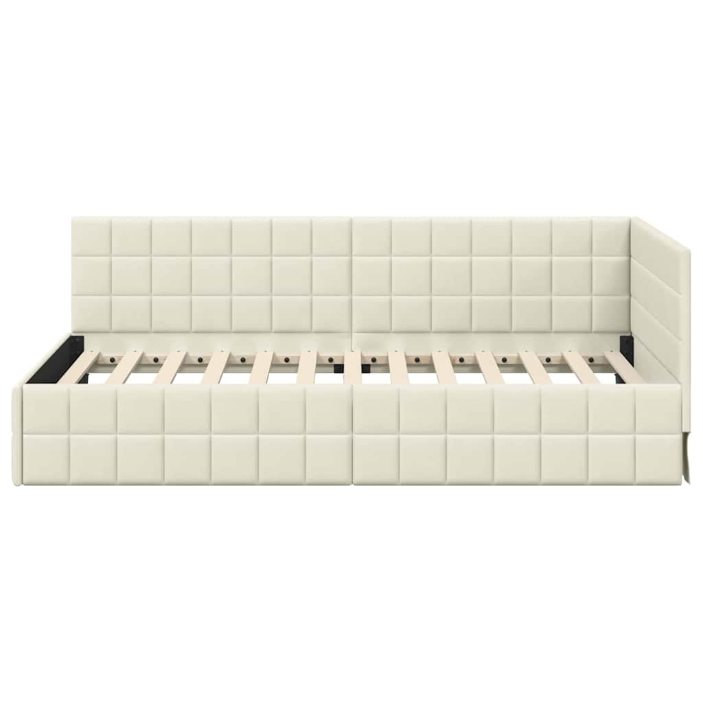 vidaXL Κρεβάτι Γωνίας με κεφαλάρι Κρεμ 90 εκ x 190 εκ Βελούδο