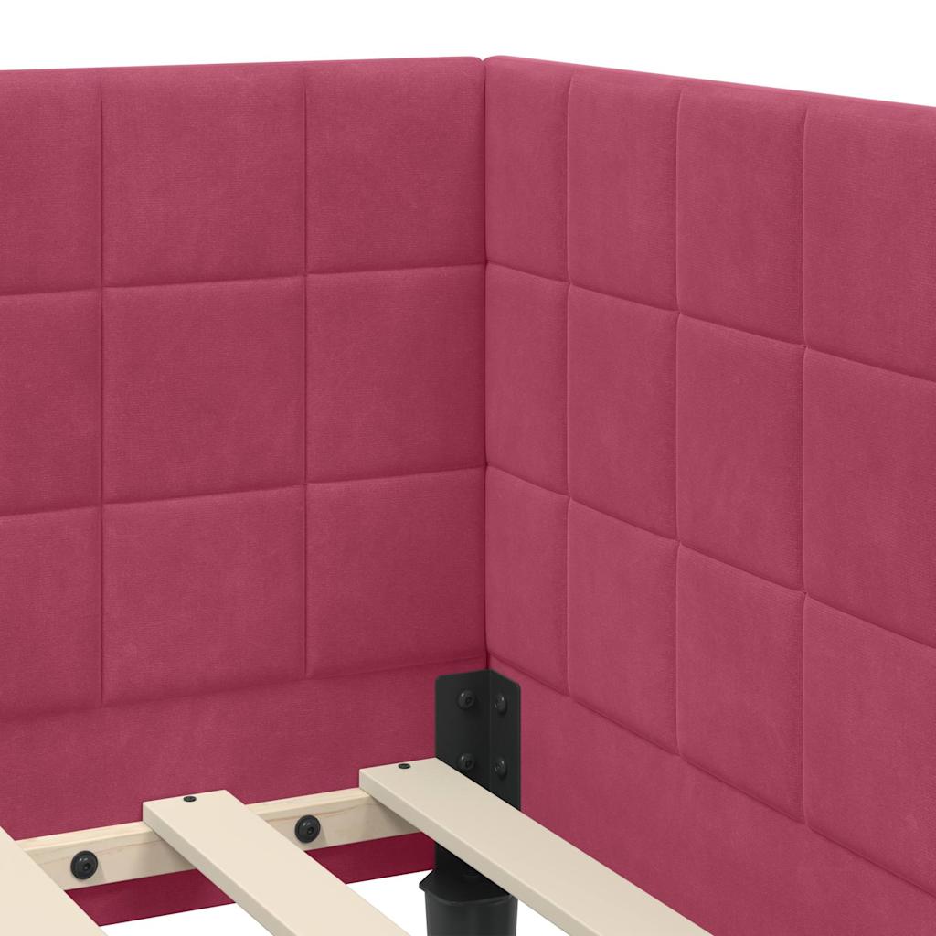 vidaXL Κρεβάτι Γωνίας Κόκκινο 90 x 200 cm Βελούδο