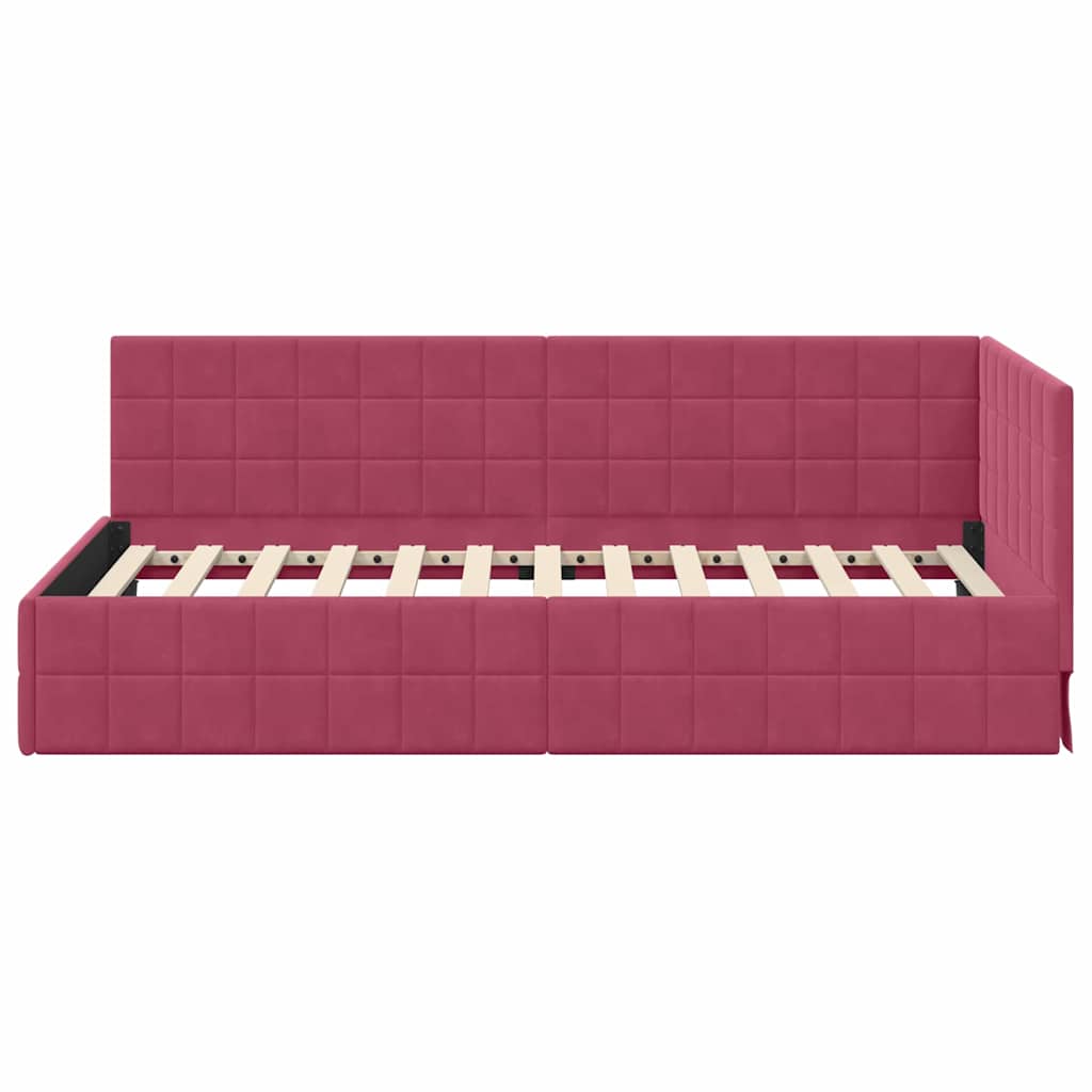 vidaXL Κρεβάτι Γωνίας Κόκκινο 90 x 200 cm Βελούδο