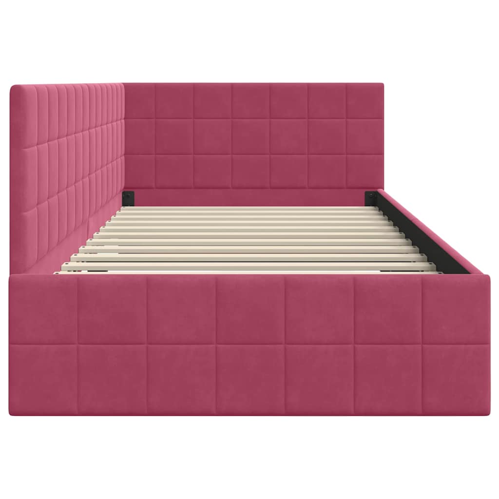 vidaXL Κρεβάτι Γωνίας Κόκκινο 90 x 200 cm Βελούδο
