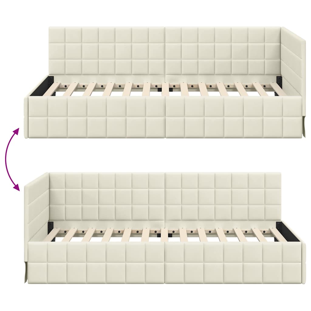 vidaXL Κρεβάτι Γωνίας με κεφαλάρι Κρεμ 90 εκ x 200 εκ Βελούδο