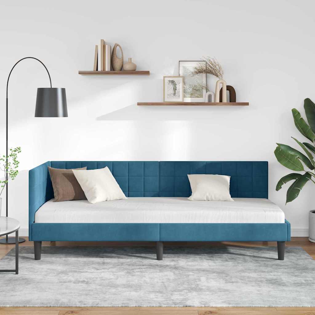 vidaXL Κρεβάτι Γωνίας με κεφαλάρι Μπλε 80 εκ x 200 εκ Βελούδο