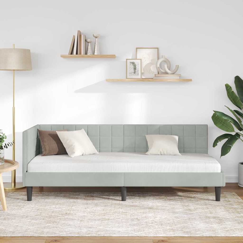 vidaXL Κρεβάτι Γωνίας με κεφαλάρι Ανοιχτό γκρι 80 x 200 cm Βελούδο