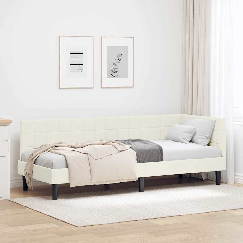 vidaXL Κρεβάτι Γωνίας με κεφαλάρι Κρεμ 80 εκ x 200 εκ Βελούδο