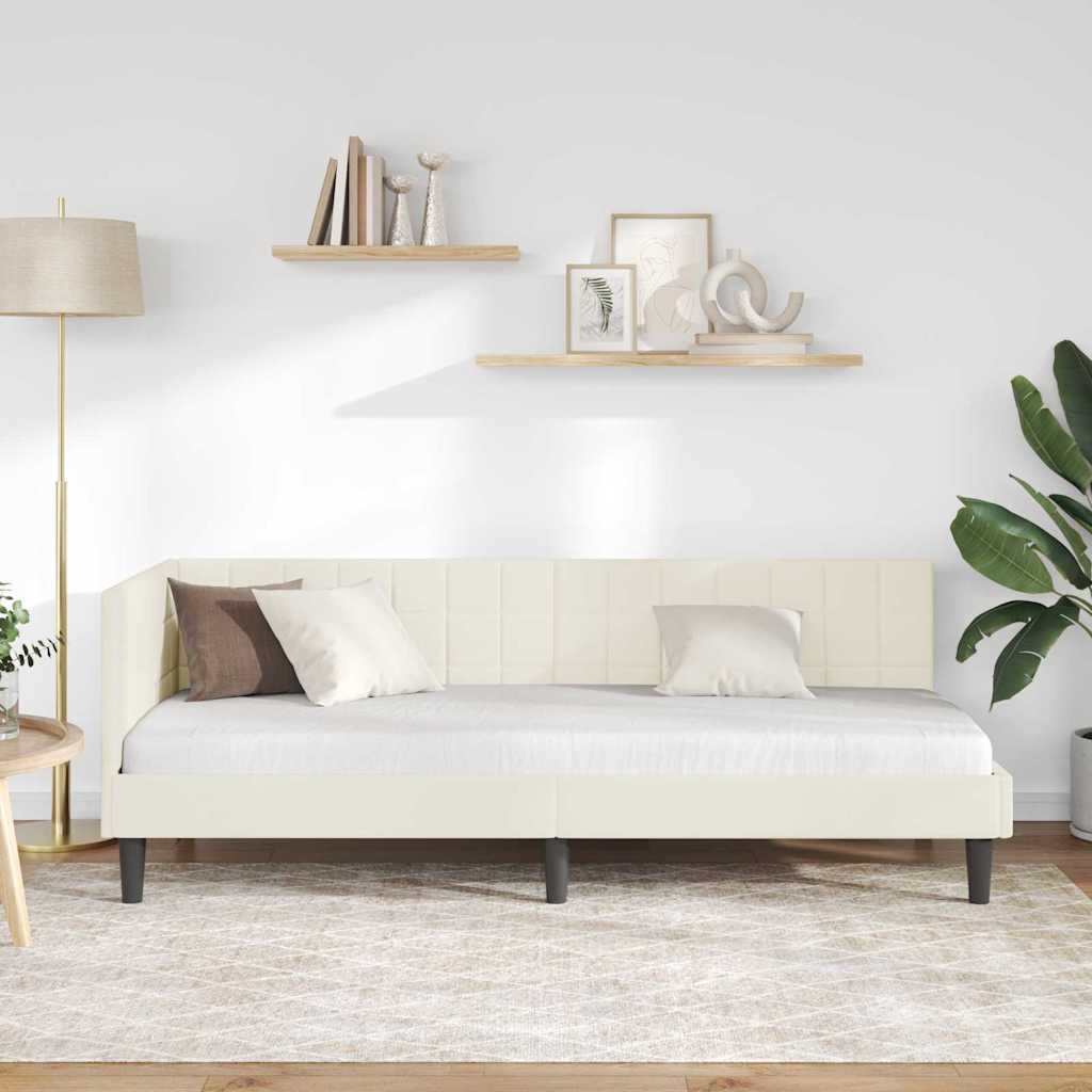 vidaXL Κρεβάτι Γωνίας με κεφαλάρι Κρεμ 80 εκ x 200 εκ Βελούδο