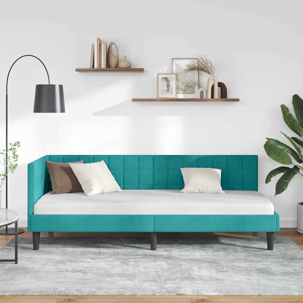 vidaXL Κρεβάτι Γωνίας με κεφαλάρι Τιρκουάζ 80 εκ x 200 εκ Βελούδο