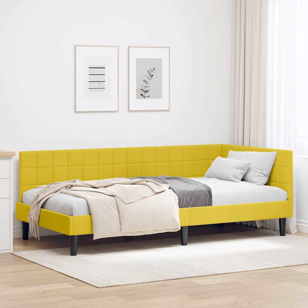 vidaXL Κρεβάτι Γωνίας με κεφαλάρι Κίτρινο 90 εκ x 190 εκ Βελούδο