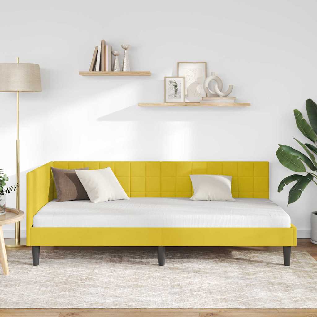 vidaXL Κρεβάτι Γωνίας με κεφαλάρι Κίτρινο 90 εκ x 190 εκ Βελούδο