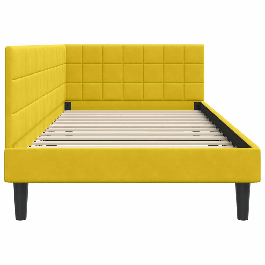 vidaXL Κρεβάτι Γωνίας με κεφαλάρι Κίτρινο 90 εκ x 190 εκ Βελούδο