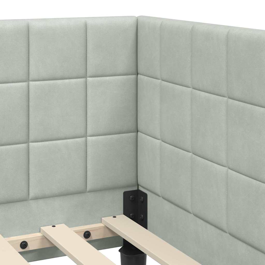 vidaXL Κρεβάτι Γωνίας με κεφαλάρι Ανοιχτό γκρι 90 x 200 cm Βελούδο