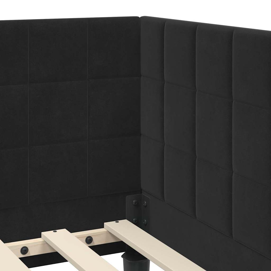 vidaXL Κρεβάτι Γωνίας με κεφαλάρι Μαύρο 90 x 200 cm Βελούδο