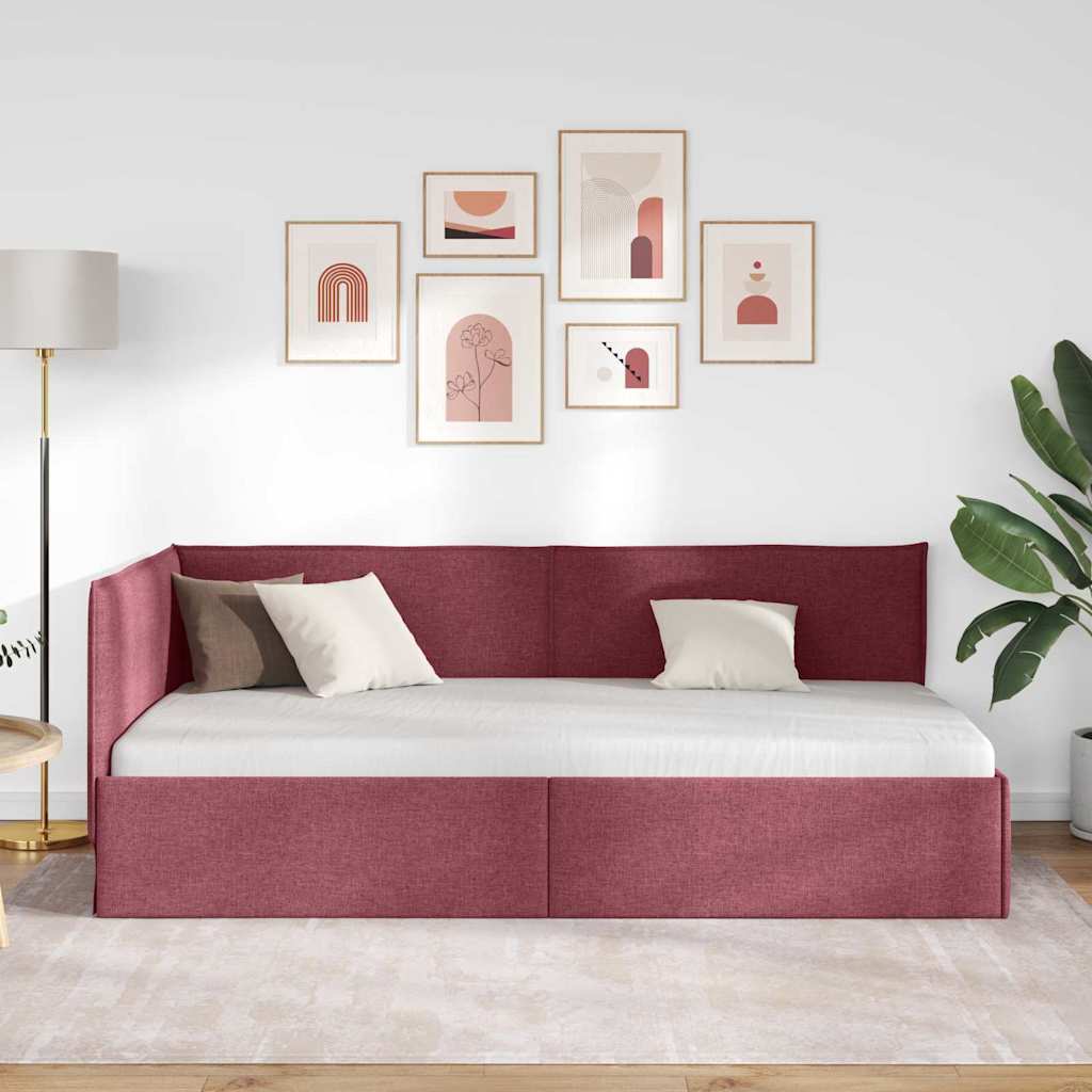 vidaXL Κρεβάτι Γωνίας με κεφαλάρι Κόκκινο 80 x 200 cm ύφασμα