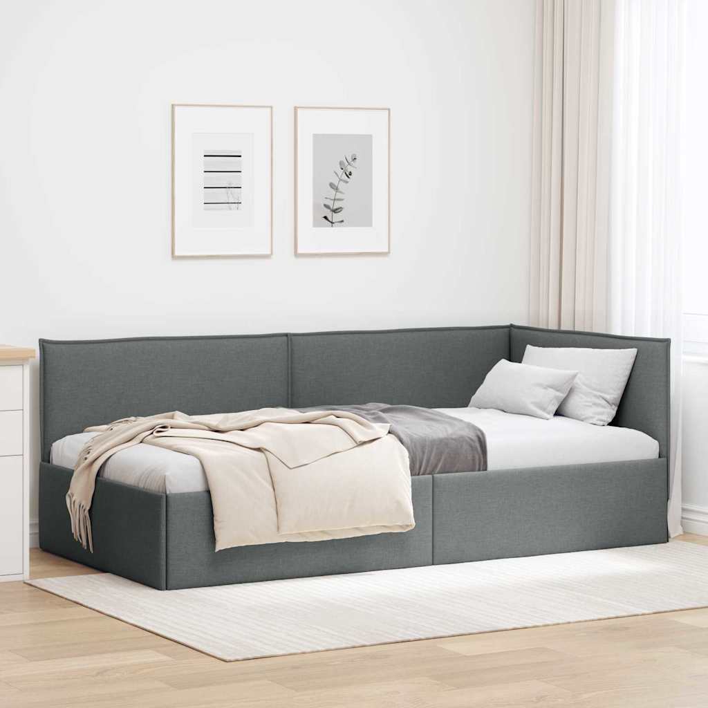 vidaXL Κρεβάτι Γωνίας με κεφαλάρι Σκούρο Γκρι 90 x 190 cm ύφασμα