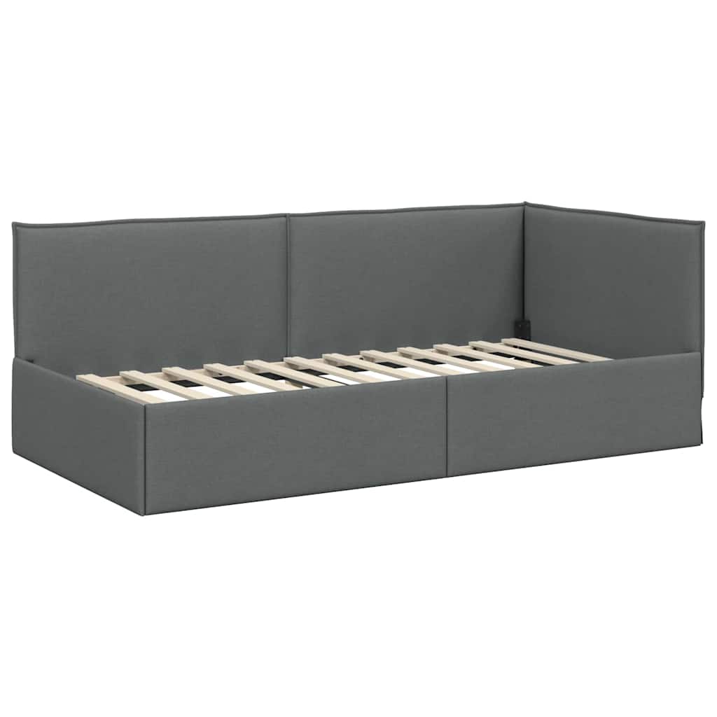vidaXL Κρεβάτι Γωνίας με κεφαλάρι Σκούρο Γκρι 90 x 190 cm ύφασμα