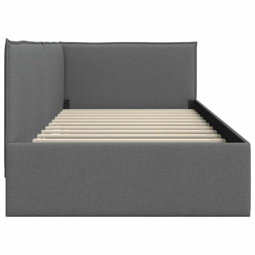 vidaXL Κρεβάτι Γωνίας με κεφαλάρι Σκούρο Γκρι 90 x 190 cm ύφασμα