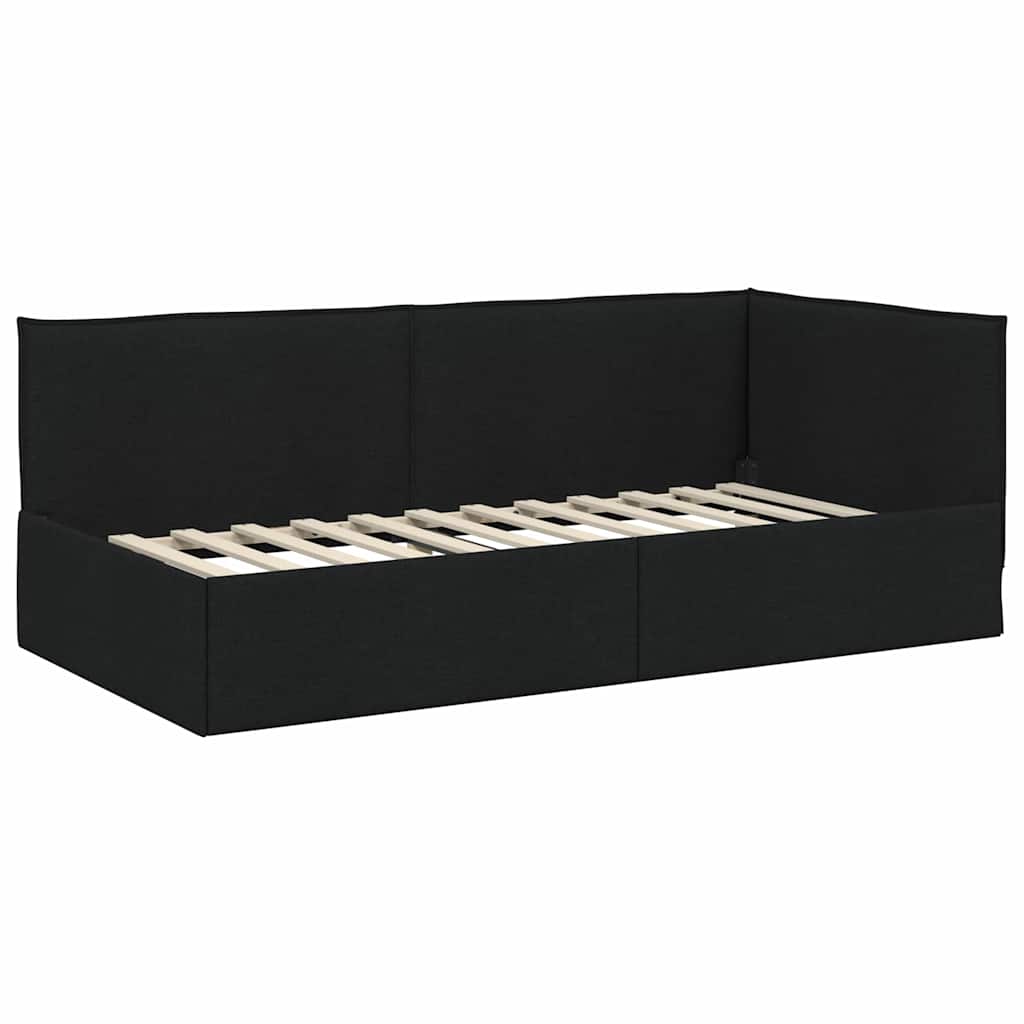 vidaXL Κρεβάτι Γωνίας με κεφαλάρι Μαύρο 90 x 190 cm ύφασμα