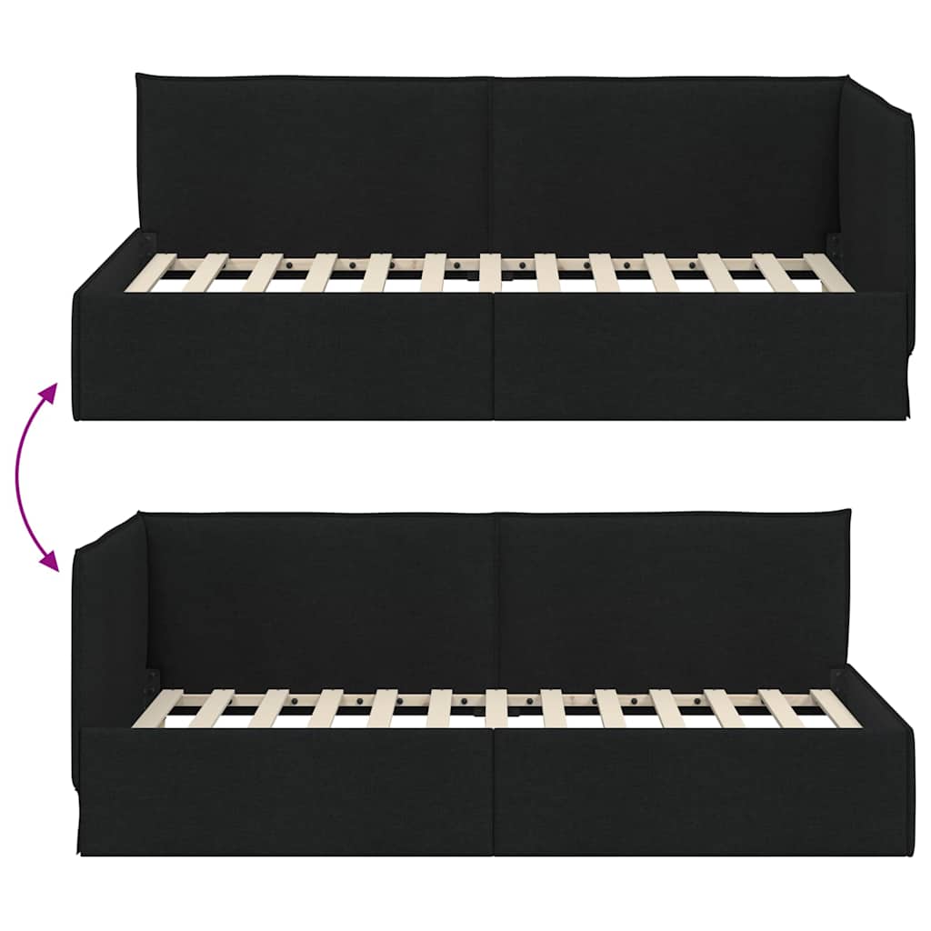 vidaXL Κρεβάτι Γωνίας με κεφαλάρι Μαύρο 90 x 190 cm ύφασμα