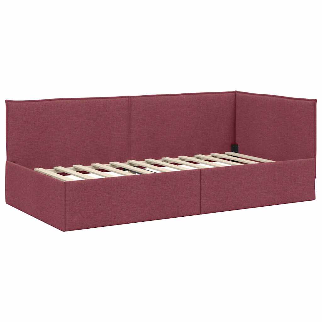 vidaXL Κρεβάτι Γωνίας με κεφαλάρι Κόκκινο 90 x 200 cm ύφασμα