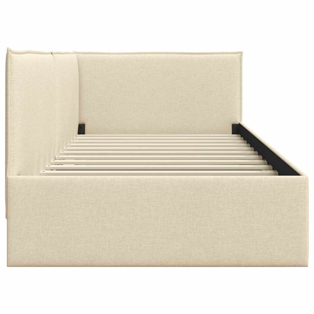 vidaXL Κρεβάτι Γωνίας με κεφαλάρι Κρεμ 90 x 200 cm ύφασμα