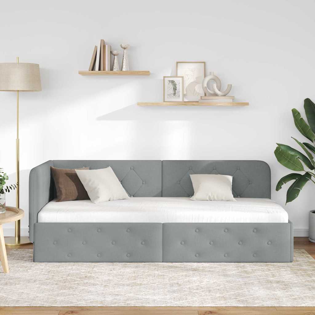 vidaXL Κρεβάτι Γωνίας με κεφαλάρι Ανοιχτό γκρι 80 x 200 cm ύφασμα