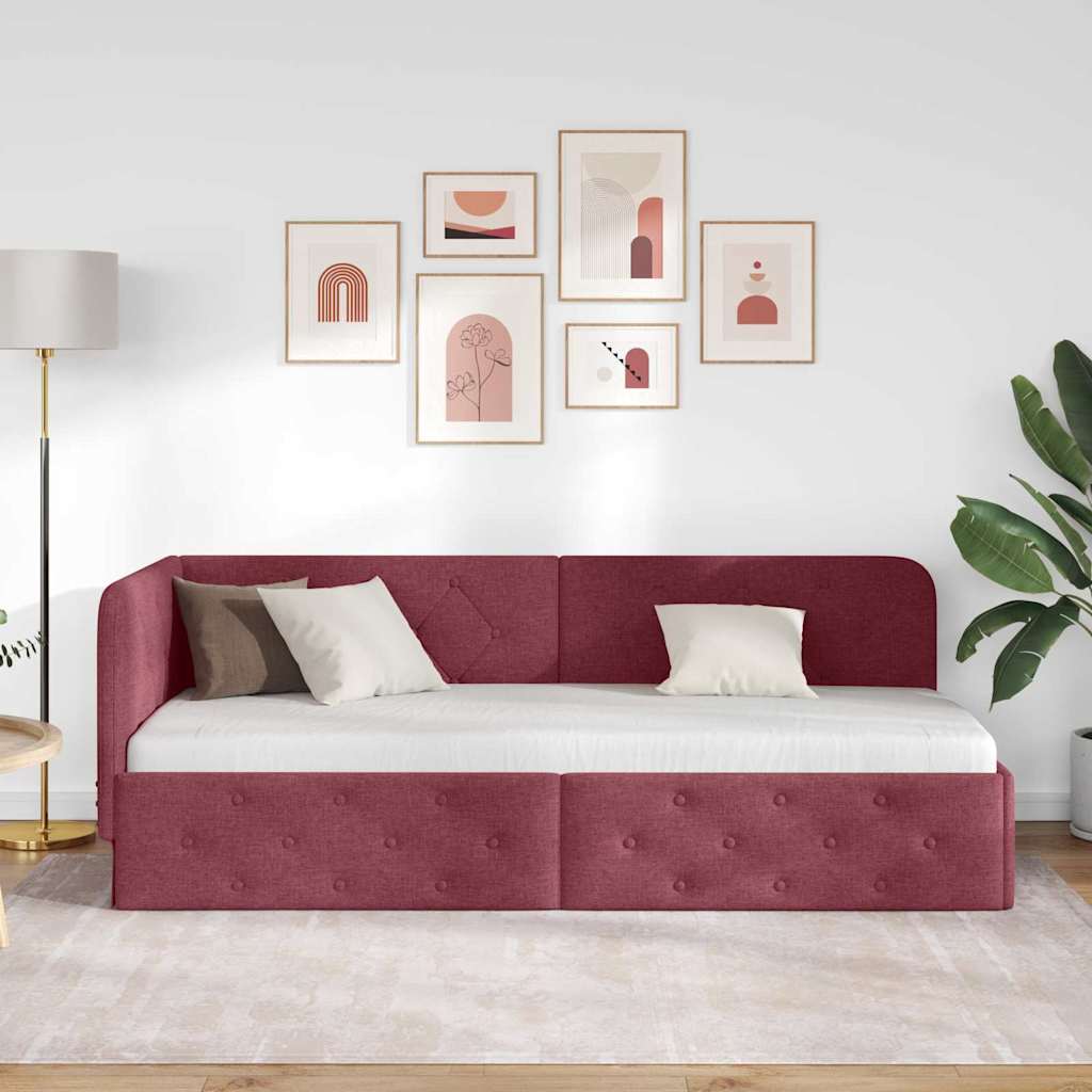 vidaXL Κρεβάτι Γωνίας με κεφαλάρι Κόκκινο 80 x 200 cm ύφασμα