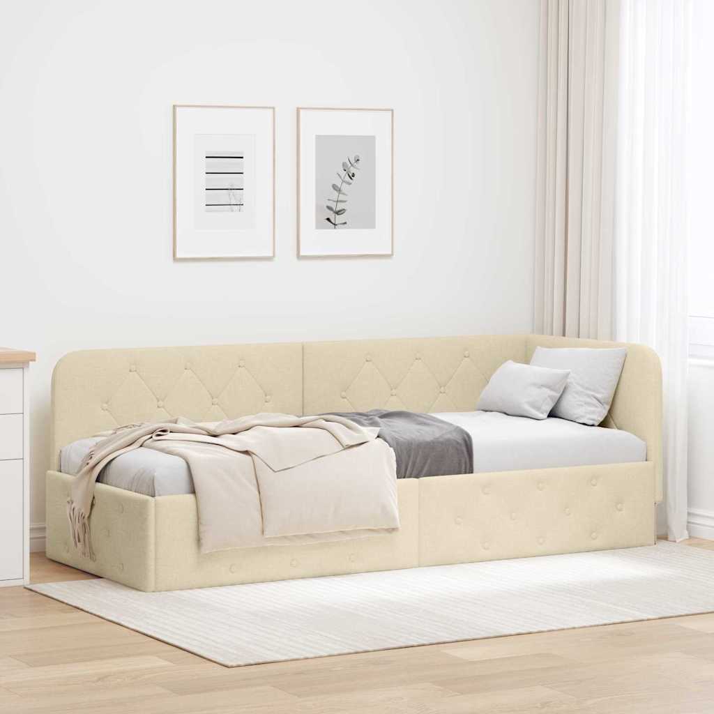 vidaXL Κρεβάτι Γωνίας Κρεμ 80 x 200 cm ύφασμα