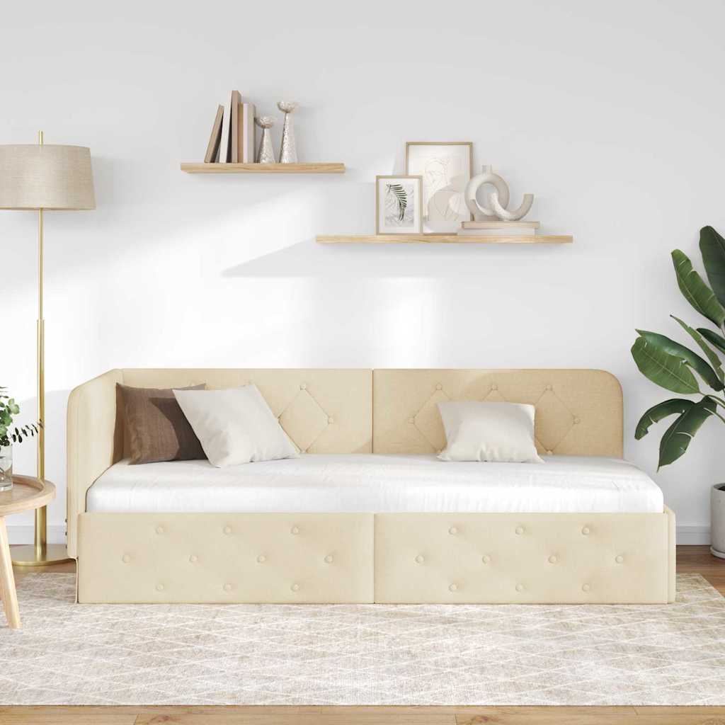 vidaXL Κρεβάτι Γωνίας Κρεμ 80 x 200 cm ύφασμα