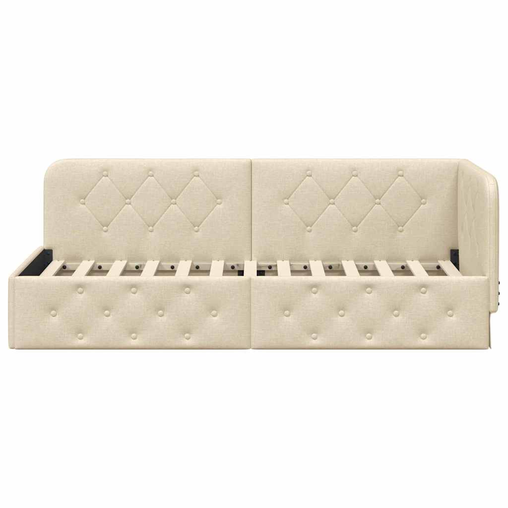 vidaXL Κρεβάτι Γωνίας Κρεμ 80 x 200 cm ύφασμα