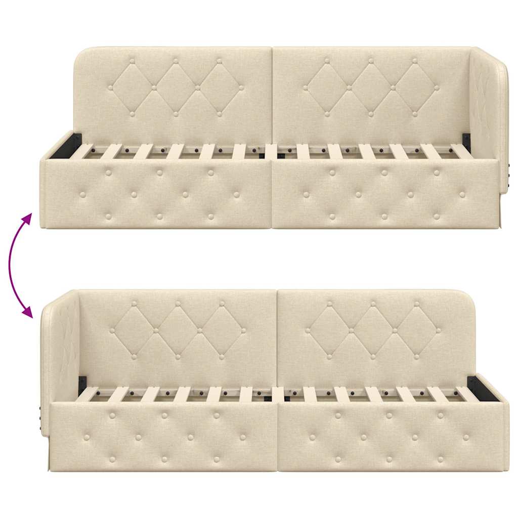 vidaXL Κρεβάτι Γωνίας Κρεμ 80 x 200 cm ύφασμα