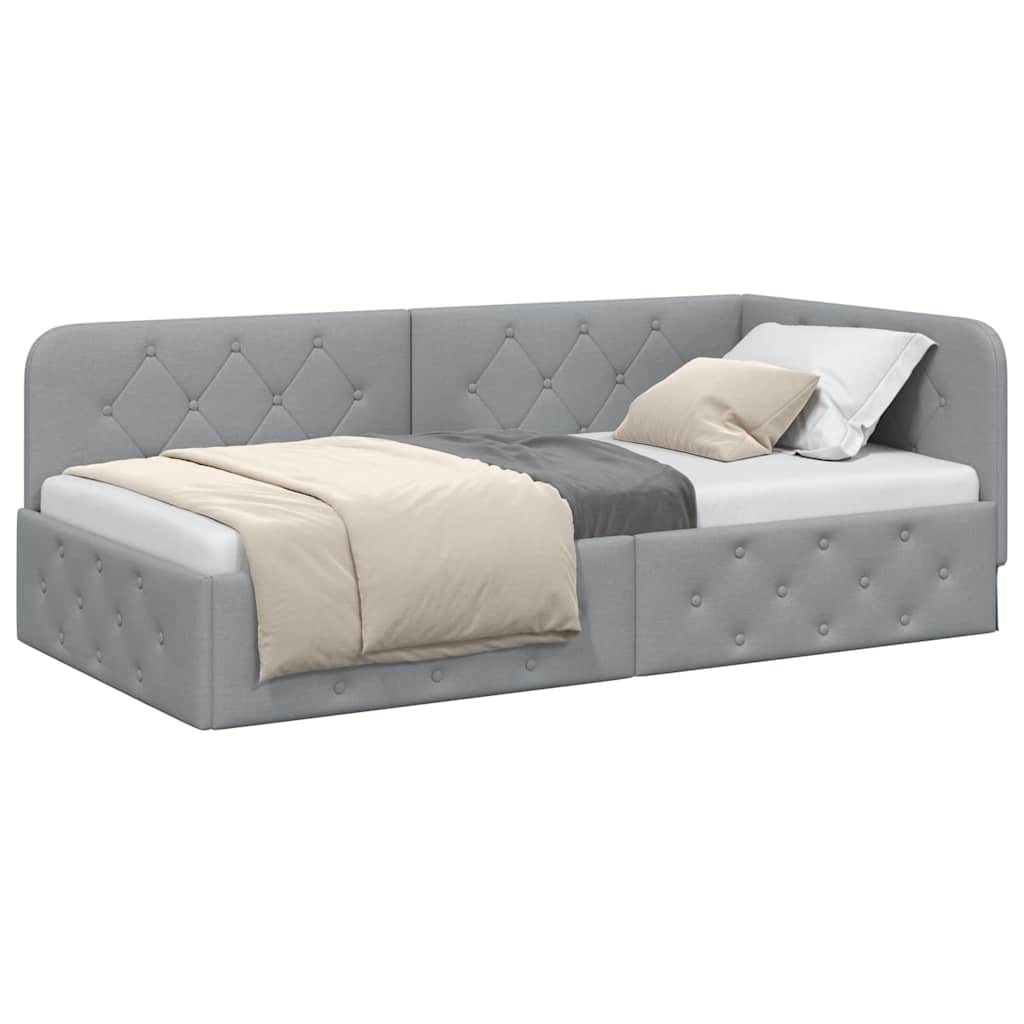 vidaXL Κρεβάτι Γωνίας με κεφαλάρι Ανοιχτό γκρι 90 x 190 cm ύφασμα