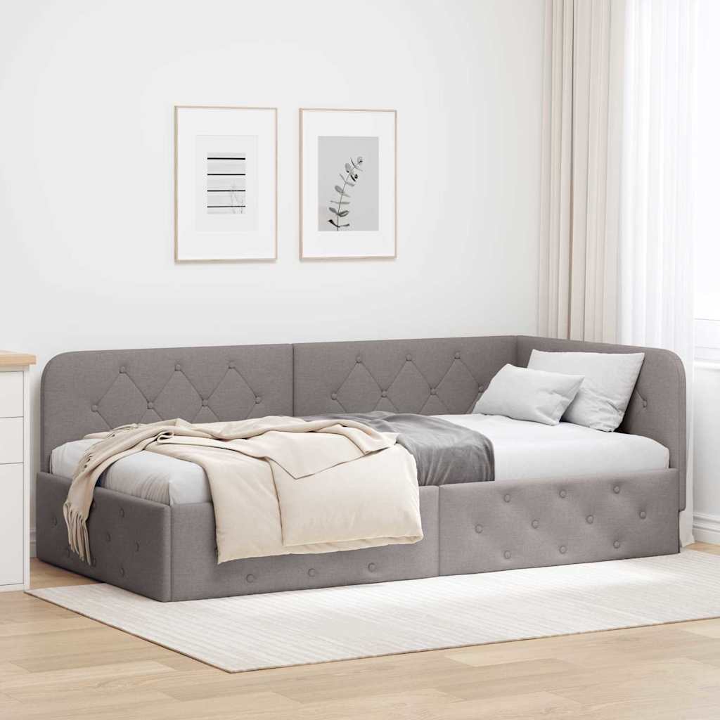 vidaXL Κρεβάτι Γωνίας με κεφαλάρι Taupe 90 x 190 cm ύφασμα