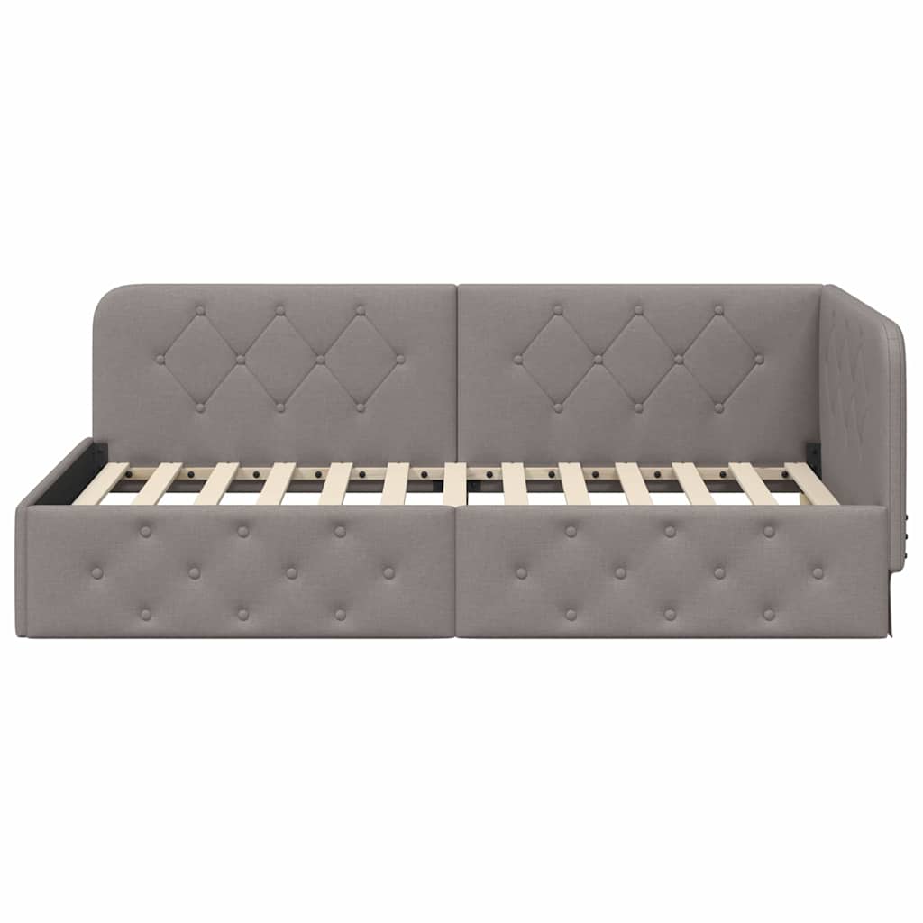 vidaXL Κρεβάτι Γωνίας με κεφαλάρι Taupe 90 x 190 cm ύφασμα