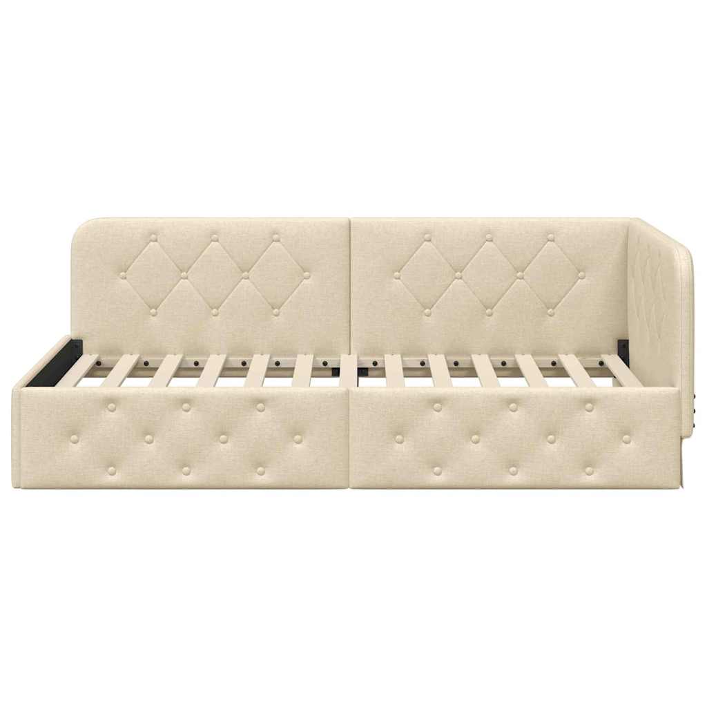 vidaXL Κρεβάτι Γωνίας Κρεμ 90 x 190 cm ύφασμα