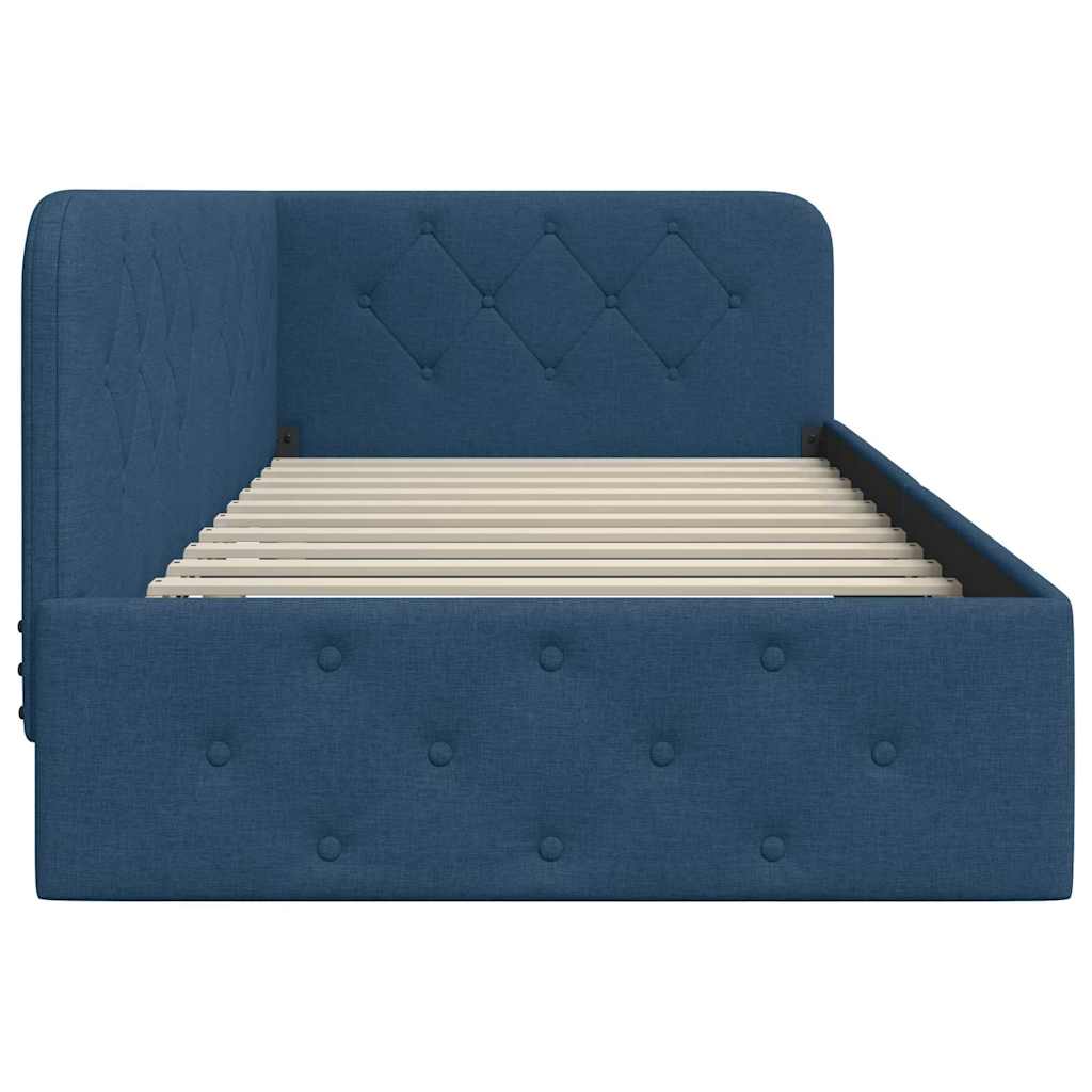 vidaXL Κρεβάτι Γωνίας Μπλε 90 x 190 cm ύφασμα