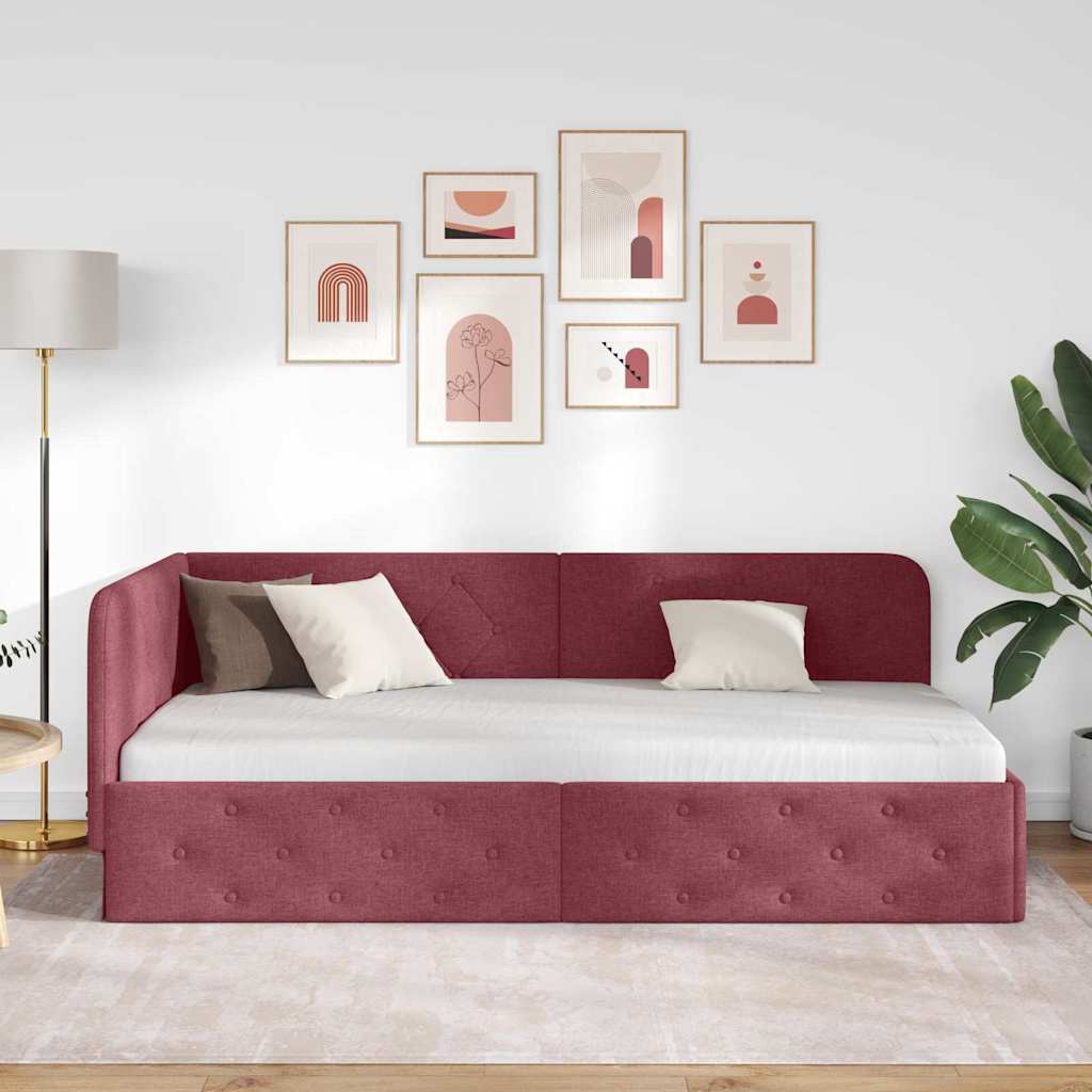 vidaXL Κρεβάτι Γωνίας Κόκκινο 90 x 200 cm ύφασμα