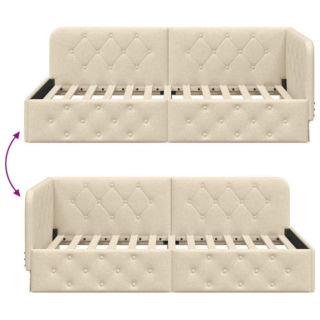 vidaXL Κρεβάτι Γωνίας Κρεμ 90 x 200 cm ύφασμα