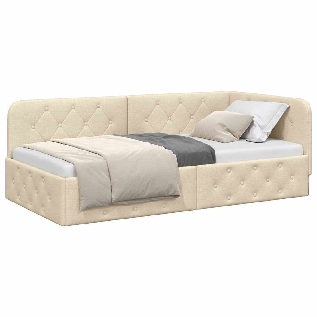 vidaXL Κρεβάτι Γωνίας Κρεμ 90 x 200 cm ύφασμα