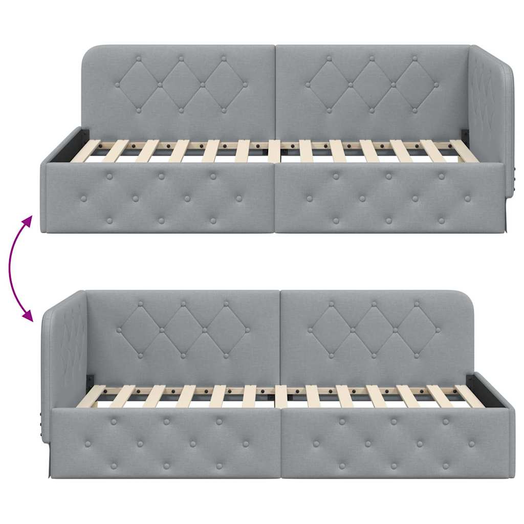 vidaXL Κρεβάτι Γωνίας με κεφαλάρι Ανοιχτό γκρι 100 x 200 cm ύφασμα