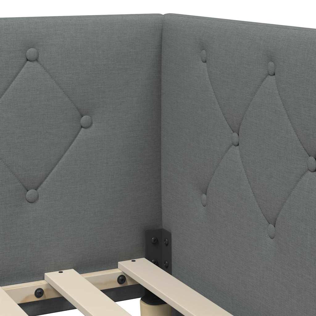 vidaXL Κρεβάτι Γωνίας με κεφαλάρι Σκούρο Γκρι 100 x 200 cm ύφασμα