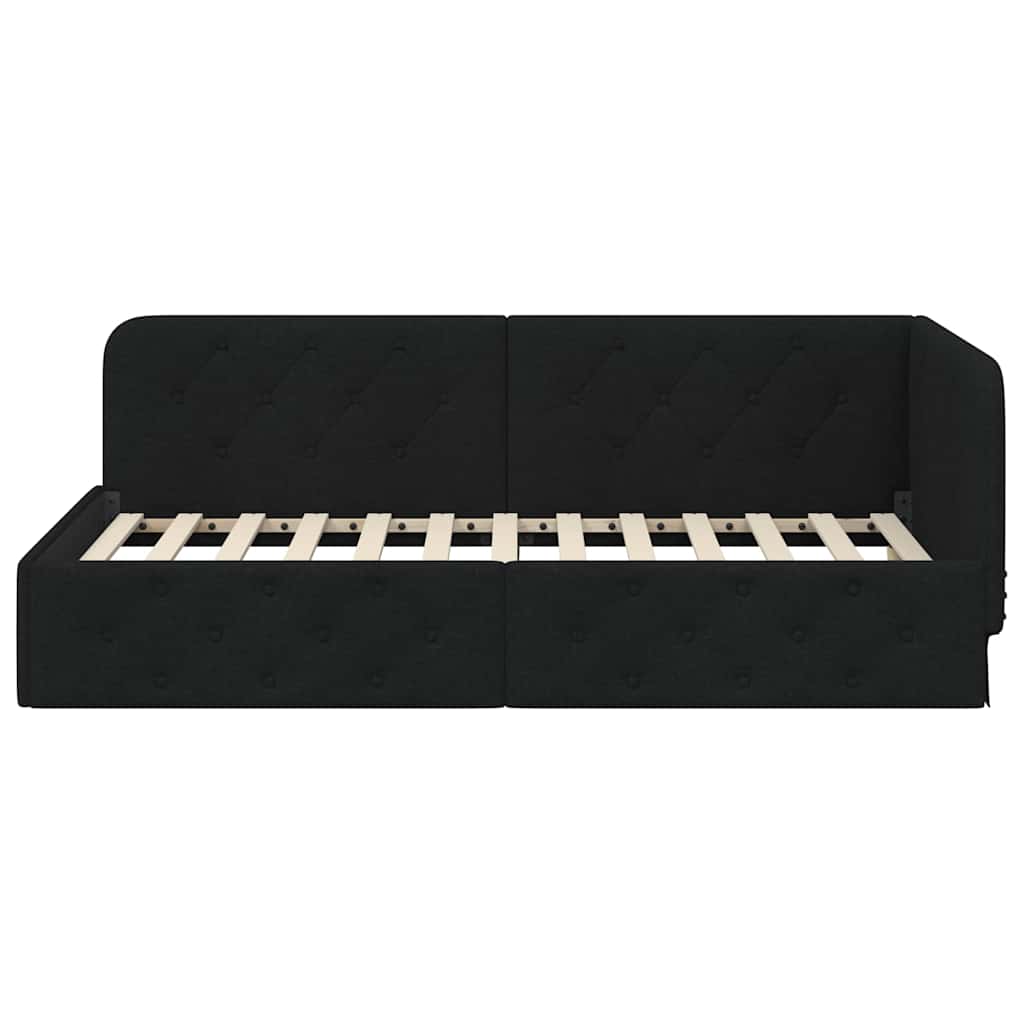 vidaXL Κρεβάτι Γωνίας με κεφαλάρι Μαύρο 100 x 200 cm ύφασμα
