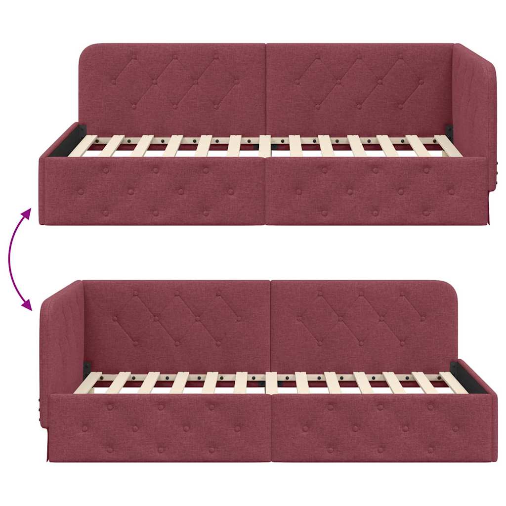 vidaXL Κρεβάτι Γωνίας Κόκκινο 100 x 200 cm ύφασμα