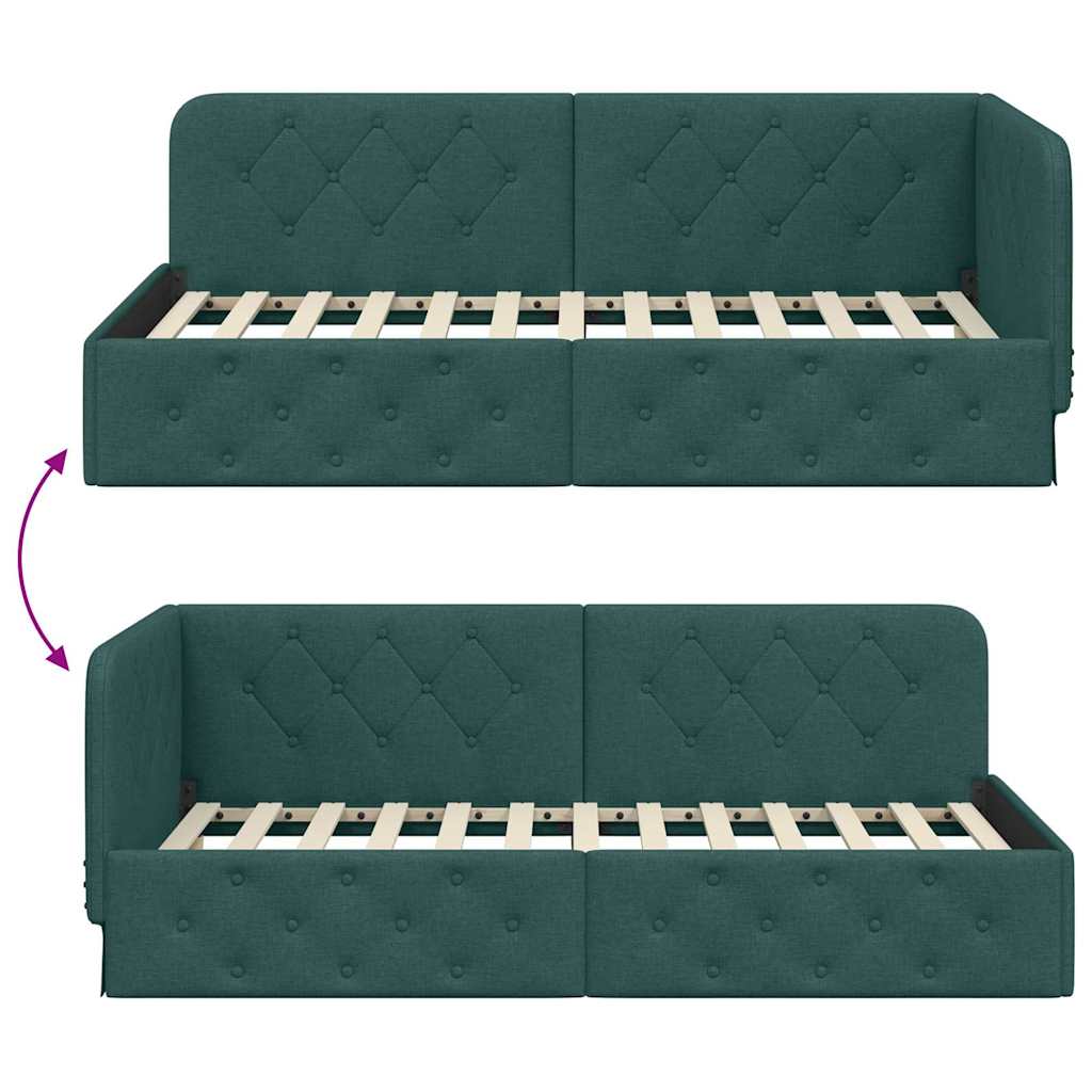 vidaXL Κρεβάτι Γωνίας Σκούρο Πράσινο 100 x 200 cm ύφασμα