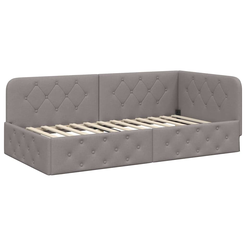 vidaXL Κρεβάτι Γωνίας Taupe 100 x 200 cm ύφασμα