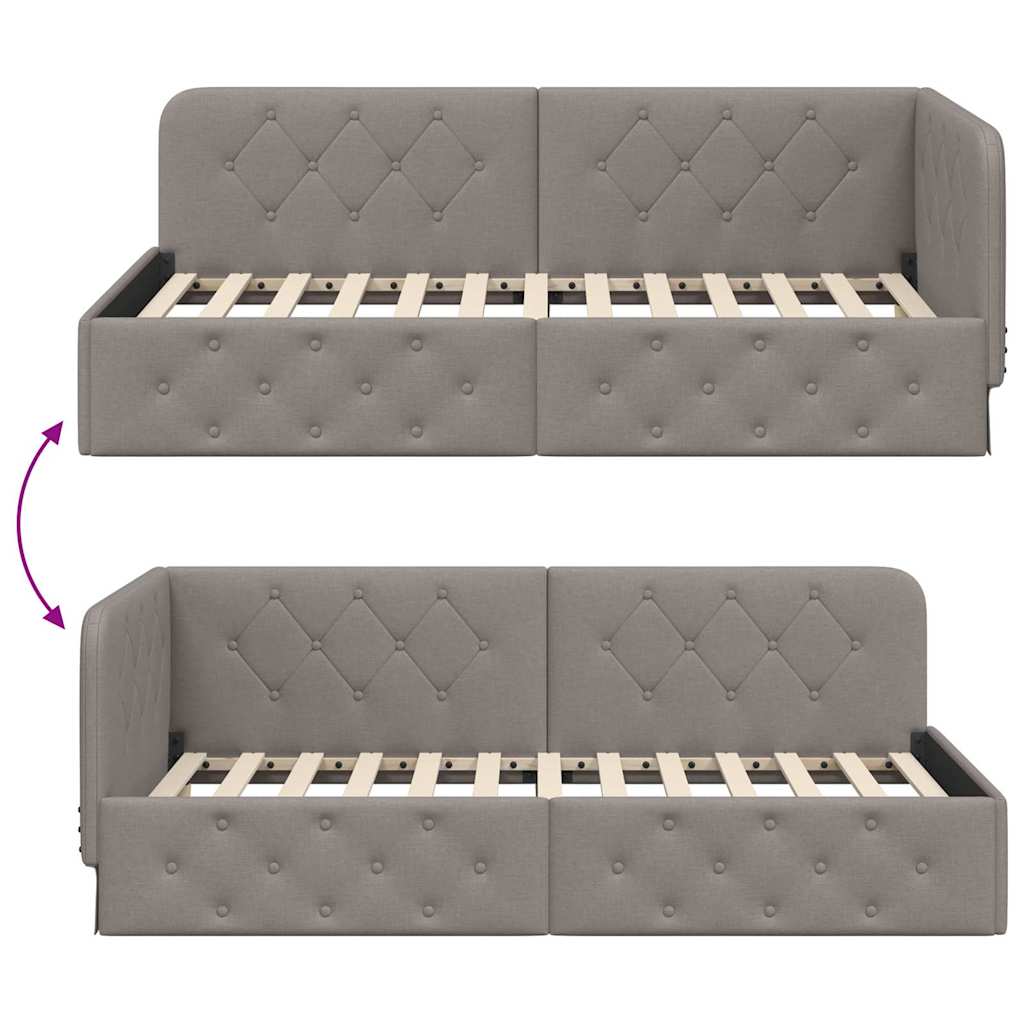 vidaXL Κρεβάτι Γωνίας Taupe 100 x 200 cm ύφασμα