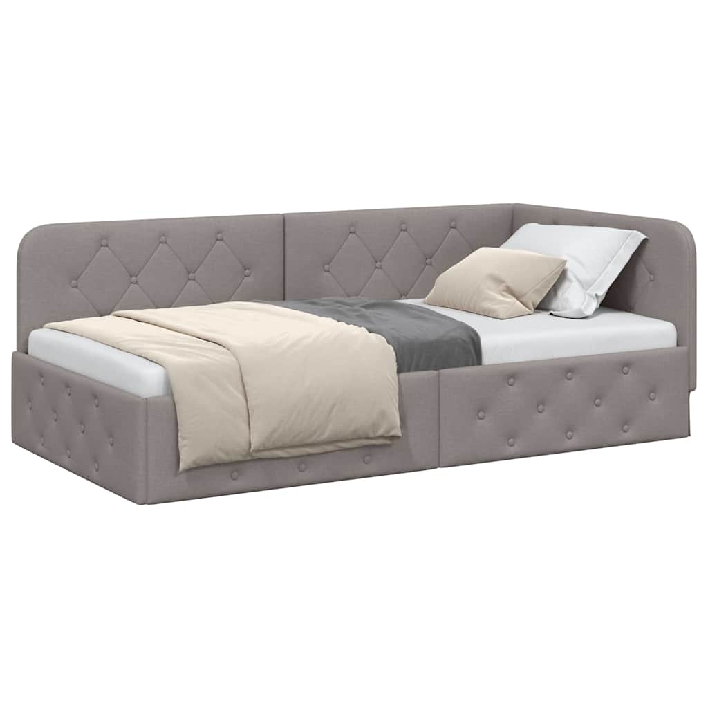 vidaXL Κρεβάτι Γωνίας Taupe 100 x 200 cm ύφασμα