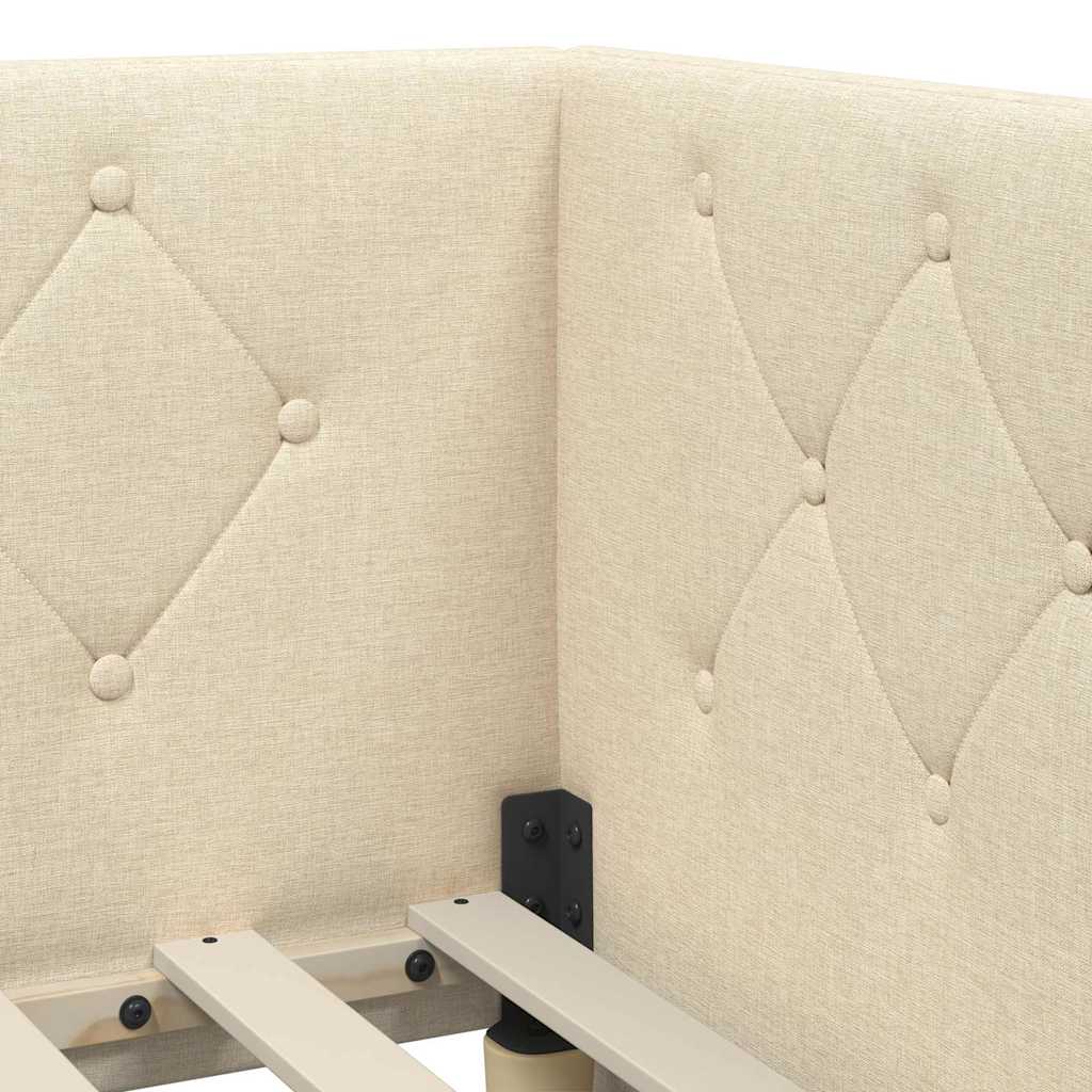 vidaXL Κρεβάτι Γωνίας Κρεμ 100 x 200 cm ύφασμα