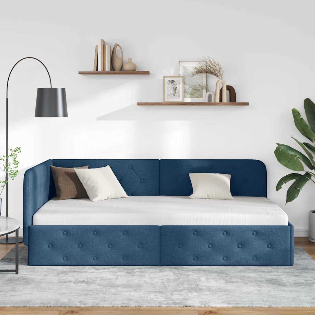 vidaXL Κρεβάτι Γωνίας Μπλε 100 x 200 cm ύφασμα