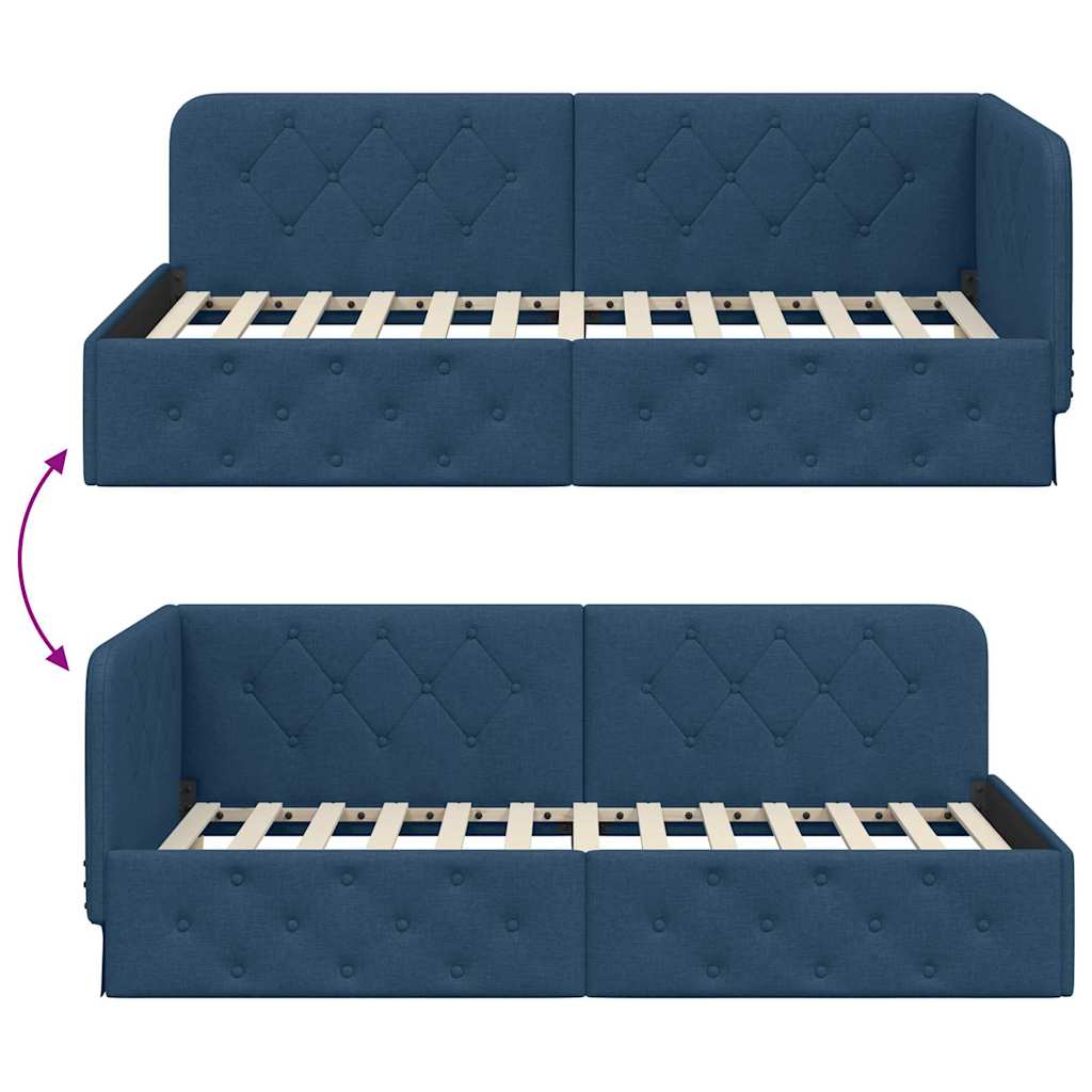 vidaXL Κρεβάτι Γωνίας Μπλε 100 x 200 cm ύφασμα