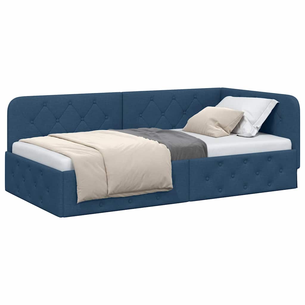 vidaXL Κρεβάτι Γωνίας Μπλε 100 x 200 cm ύφασμα