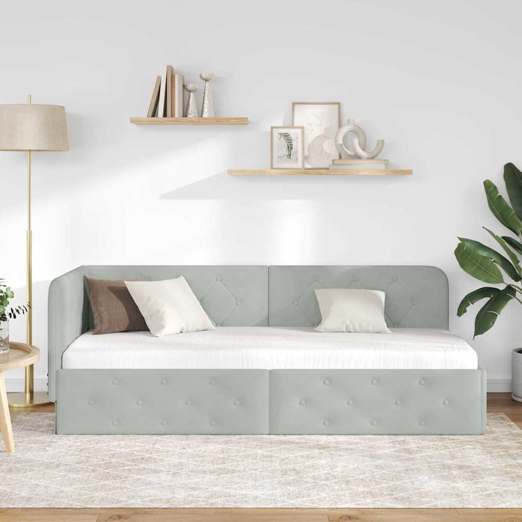 vidaXL Κρεβάτι Γωνίας Ανοιχτό γκρι 80 x 200 cm Βελούδο